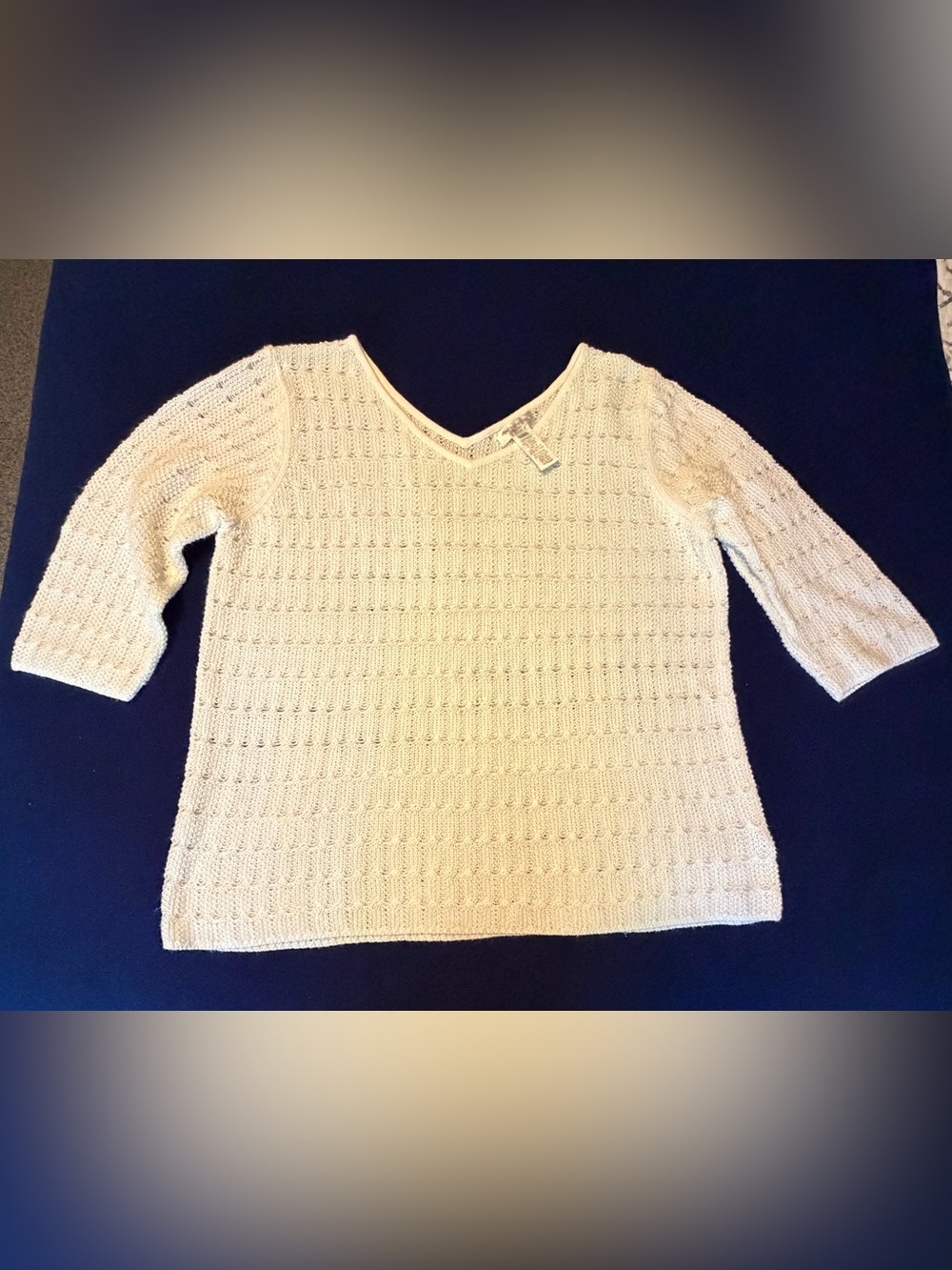 Jones New York Sport Cream Open-Knit Sweater